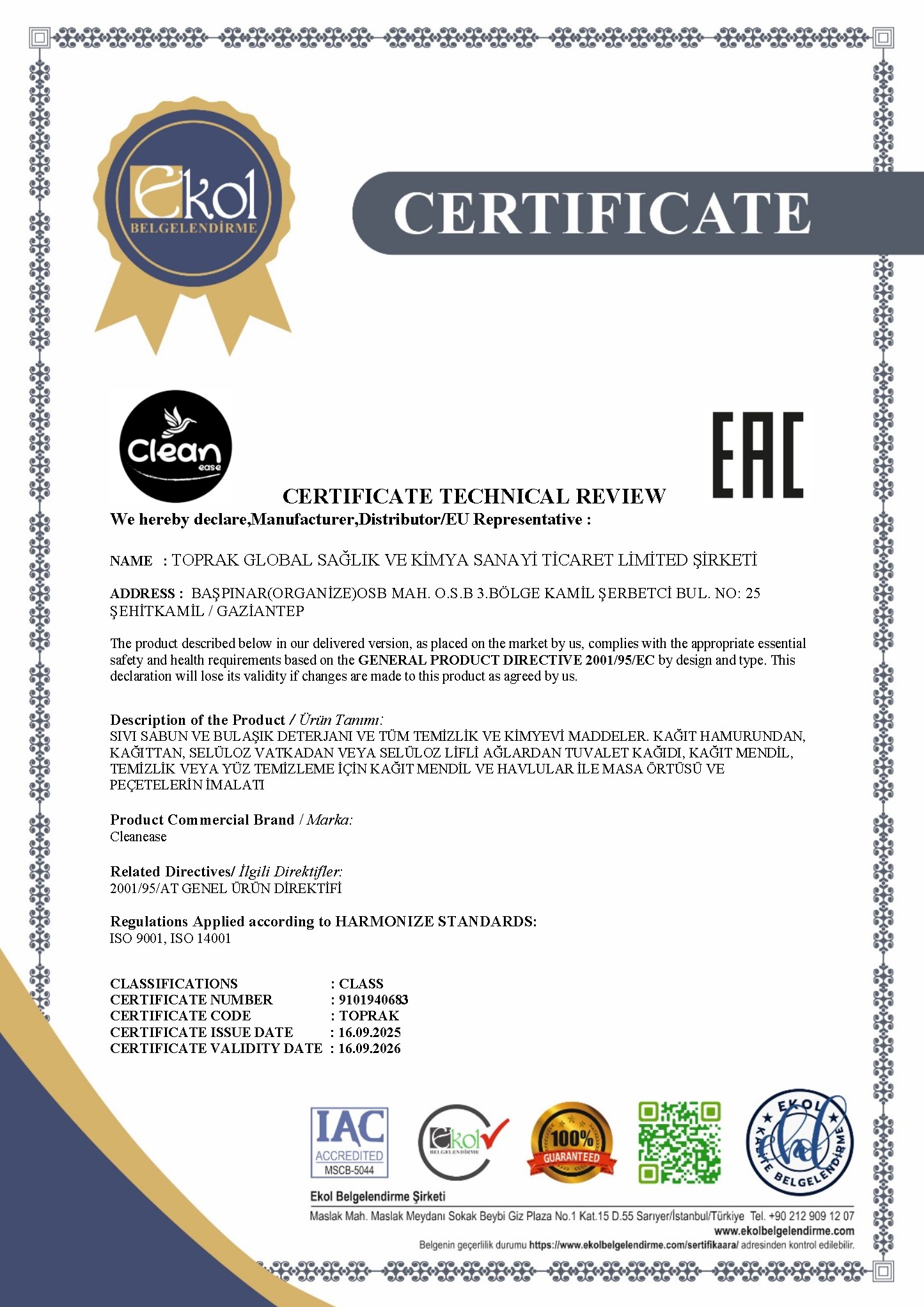 ISO Sertifikası